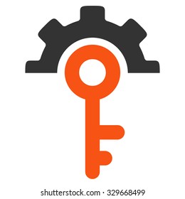 Key Options vector icon. Style is bicolor flat symbol, orange and gray colors, rounded angles, white background.