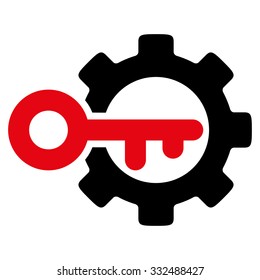 Key Options vector icon. Style is bicolor flat symbol, intensive red and black colors, rounded angles, white background.