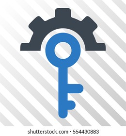Key Options vector pictograph. Illustration style is flat iconic bicolor smooth blue symbol on a hatch transparent background.