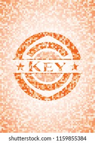 Key orange mosaic emblem with background