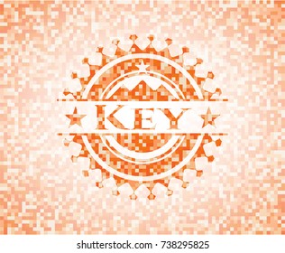 Key orange mosaic emblem with background