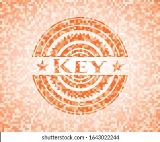 Ilustración de fondo de mosaico naranja clave. Mosaico geométrico cuadrado sin fisuras con emblema interior.