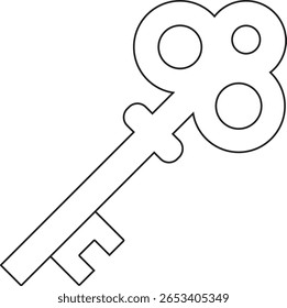 Key Outline Design – A minimal vector illustration of a key outline, ideal for use in security, access, and real estate-related projects.