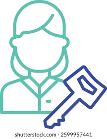 key outline dual color vector illustration icon design