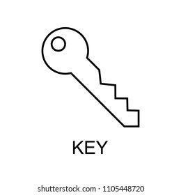 key outline icon. Element of data protection icon with name for mobile concept and web apps. Thin line key icon can be used for web and mobile on white background