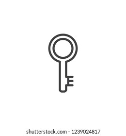 Key outline icon. linear style sign for mobile concept and web design. Door key simple line vector icon. Symbol, logo illustration. Pixel perfect vector graphics