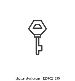 Key outline icon. linear style sign for mobile concept and web design. Secure key simple line vector icon. Password symbol, logo illustration. Pixel perfect vector graphics