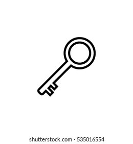 Key outline icon. Research and discovery icon.