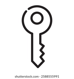 Key outline icon, security and access symbol, black and white vector illustration isolated on white background.
