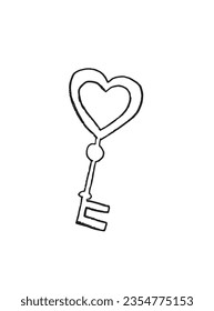 Key outline illustration vector image. 
Hand drawn key artwork. 
Simple cute original logo.
Hand drawn vector illustration for posters, cards, t-shirts.