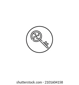 icono de estilo de contorno de clave en círculo