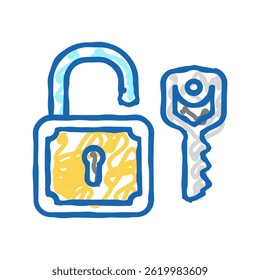 key padlock doodle icon sketch vector. key padlock sign. isolated symbol illustration
