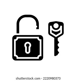 key padlock glyph icon vector. key padlock sign. isolated symbol illustration