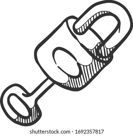 Key and padlock hand drawn vector illustration