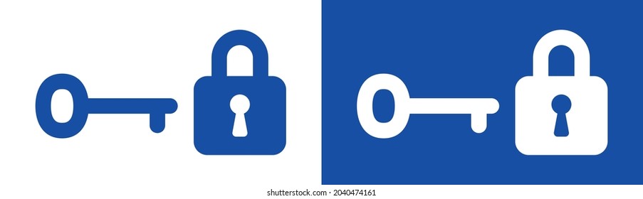 Key with padlock icon. Access symbol.