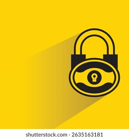 key padlock icon with shadow yellow background