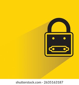 key padlock icon with shadow yellow background