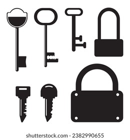 key and padlock icon vector