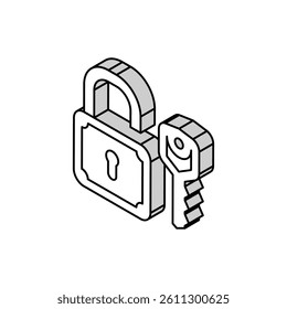 key padlock isometric icon vector. key padlock sign. isolated symbol illustration