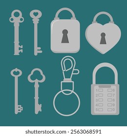 KEY, PADLOCK, AND KEYCHAIN VECTOR