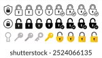 Key, padlock and keyhole icon set. vector 10eps.