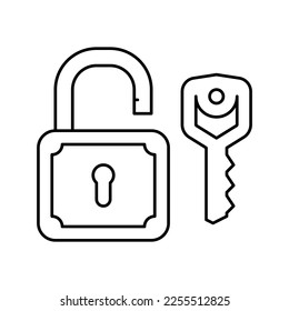 key padlock line icon vector. key padlock sign. isolated contour symbol black illustration