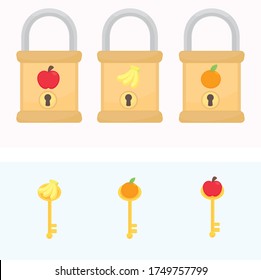 Key and Padlock for Matching Game