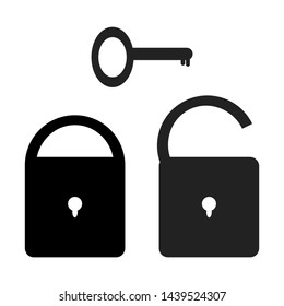 key with padlock set isolated on white background. vector illustration