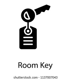 A key in a paper  tag representing room key 