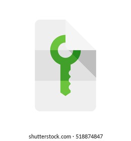 Key and paper. Tags. Vector icon. Light Green