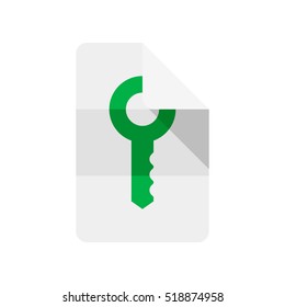 Key and paper. Tags. Vector icon. Green
