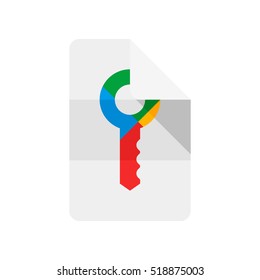 Key and paper. Tags. Vector icon.