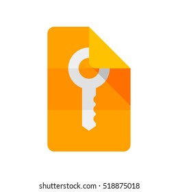 Key and paper. Tags. Vector icon. Yellow