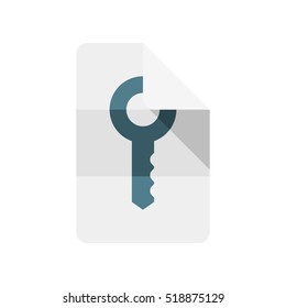 Key and paper. Tags. Vector icon. Blue Grey