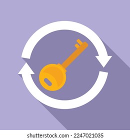 Vector plano de icono de recuperación de contraseña de clave. Cuenta Web. pantalla de Internet