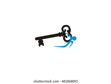 key and people vector icon logo