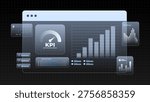 Key Performance indicator analytic dashboard. KPI analytics dashboard interface showing key performance indicators, business metrics, charts, and data visualization panels.