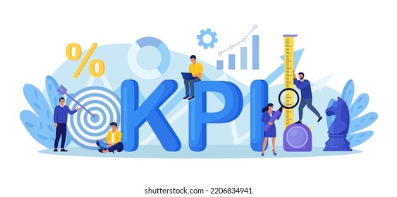 Key Performance Indicator. Businessman using measuring tape to measure KPI. Business success, performance measurement, target achievement. Data review, evaluation. Analytics tool, financial management