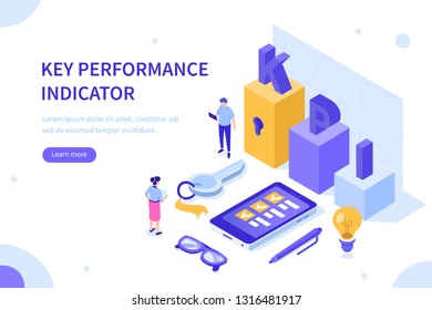 Key performance indicator. Can use for web banner, infographics, hero images. Flat isometric vector illustration isolated on white background.