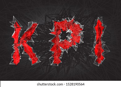 Key Performance Indicator concept text. abstract vector red modern triangular emblem of KPI on dark background 