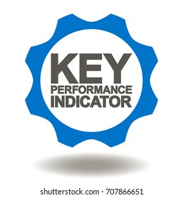 Key Performance Indicator Gear Icon Vector. KPI Cogwheel Illustration. Metrics Strategic Plan Logo. Work Evaluation Service Symbol.