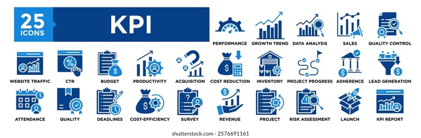 Key Performance Indicator icon collection set. Containing design performance, indicator, kpi, strategy, management	