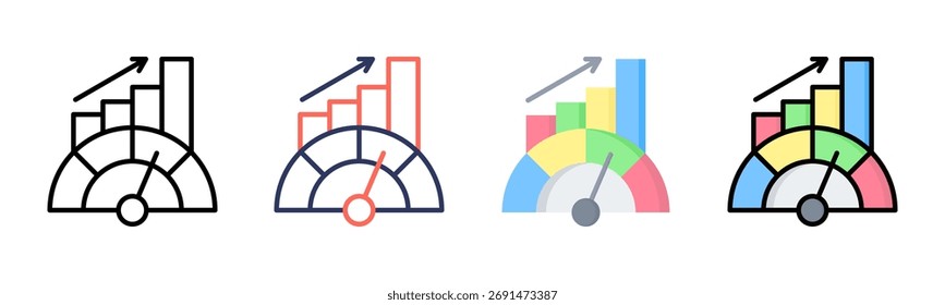 Key Performance Indicator icon set multiple style collection