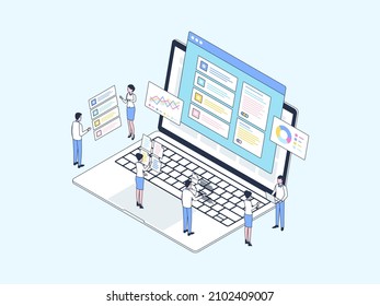 Key Performance Indicator Isometric Illustration Lineal Color. Suitable for Mobile App, Website, Banner, Diagrams, Infographics, and Other Graphic Assets.