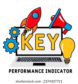 key performance indicator.Concept with keyword, people and icons. Flat vector illustration. Isolated on white.