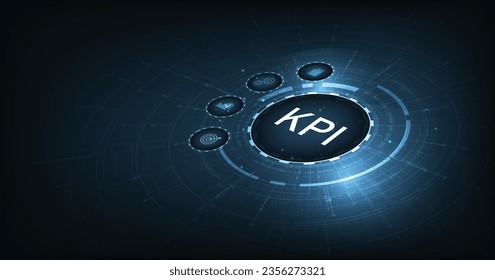 Key Performance Indicators concept (KPI). KPI Key Performance Indicator for Business on a dark blue background. 3d illustration.