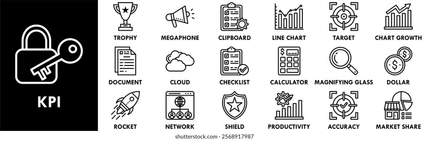 Key Performance Indicators icon collection set. Containing design performance, indicator, evaluation, management, analysis