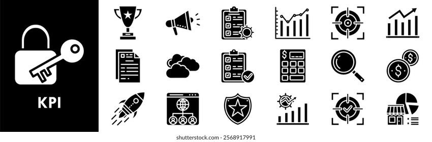 Key Performance Indicators icon collection set. Containing design performance, indicator, evaluation, management, analysis