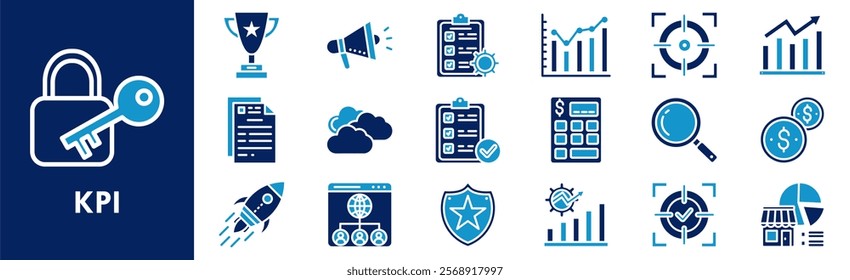 Key Performance Indicators icon collection set. Containing design performance, indicator, evaluation, management, analysis