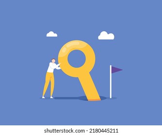 Key Performance Indicators. The key to success and achieving business targets. open up opportunities. Entrepreneurs use the golden key to reach their targets and unlock business success. illustration